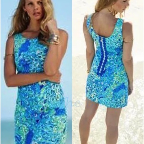 NWT LILLY PULITZER CATHY SHIFT SEA BLUE LILLY'S LAGOON GRAIL! BEAUTIFUL!! - Picture 5 of 14
